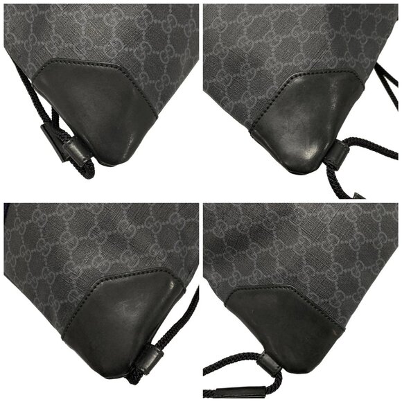Auth GUCCI GG Supreme Drawstring Backpack 473872 Dark Gray Black Multi PVC Nylon - Picture 16 of 16